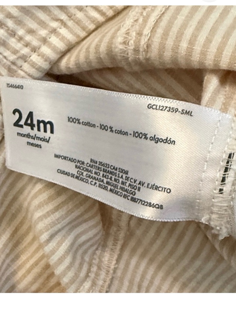For Ashley ✨Striped Baby Shirt 24M - Beige and White